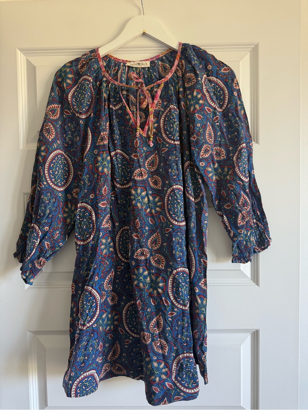 NWOT Natural Life Blue Paisley Tunic Dress • Boho • Size Small